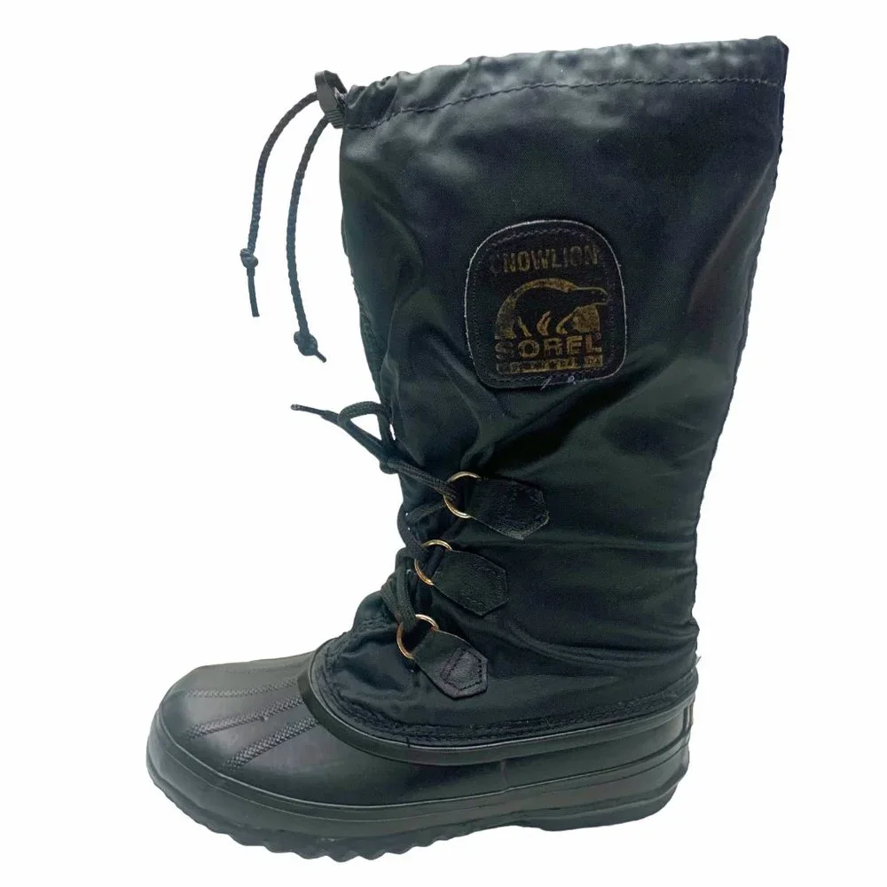 Vintage SOREL Snowlion‎ Black Insulated Waterproof Snow Boots